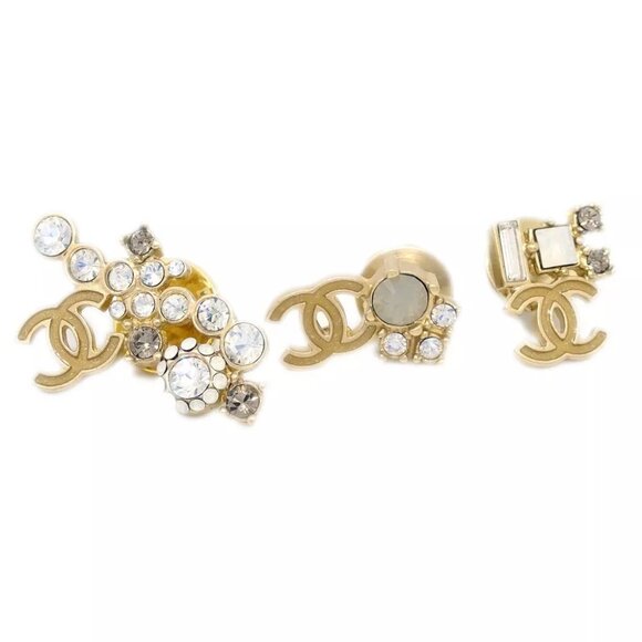 Chanel 3set Brooch Pin Rhinestone Gold 10A 174446 - Picture 1 of 4